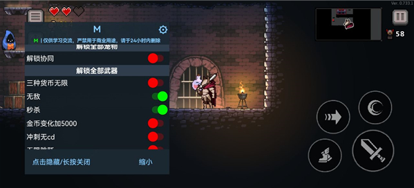 地牢杀手内置作弊菜单(dungeonslasher)