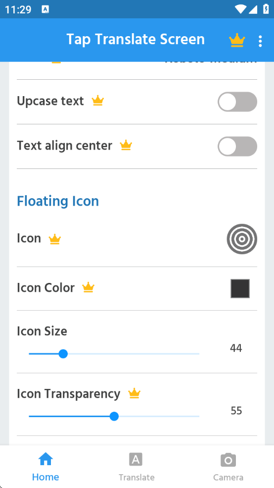 tap translate screen°