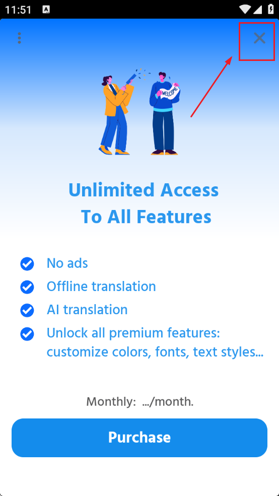tap translate screen°