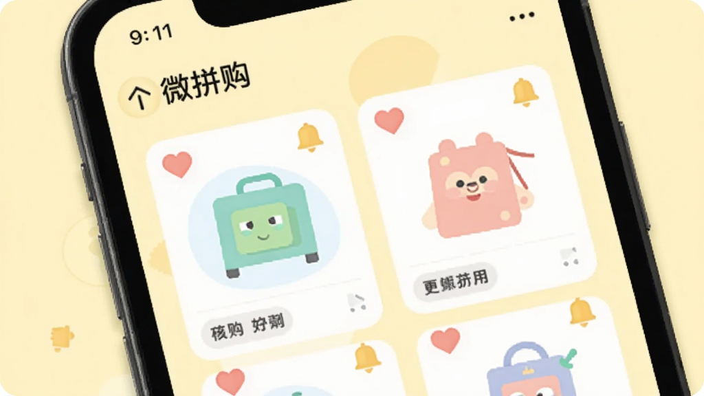 ��������Ϊ�ֻ���Ļ����ʾ��΢ƴ�����ղؼ�ҳ�棬��Ʒ��Ƭ��������ͼ�����������������Ϊ����ɫ�����ֲ�������״���С����Ϊ���±�ƽ�磬ϸ�ڰ���Բ�ǿ�Ƭ�������ɫ�������������ɾ����޶���Ԫ�ء�