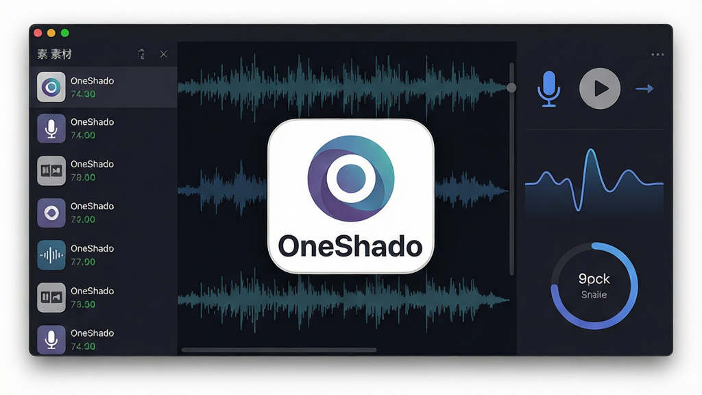 һ��չʾOneShado�����������ͼƬ����������������Logo�����ơ�OneShado�������岼��Ϊ��ɫ�����ϵ���Ƶ����ͼ�����������壬�Ű�������ҷ������Ϊ�ز��б��Ҳ�Ϊ���������������Ϊ�ִ��Ƽ��б�ƽ����ƣ�ϸ�ڰ�����˷�ͼ�ꡢ���Ű�ť���������ߺͷ���Բ���������������ֱ�Ե�������ɾ��޶���Ԫ��
