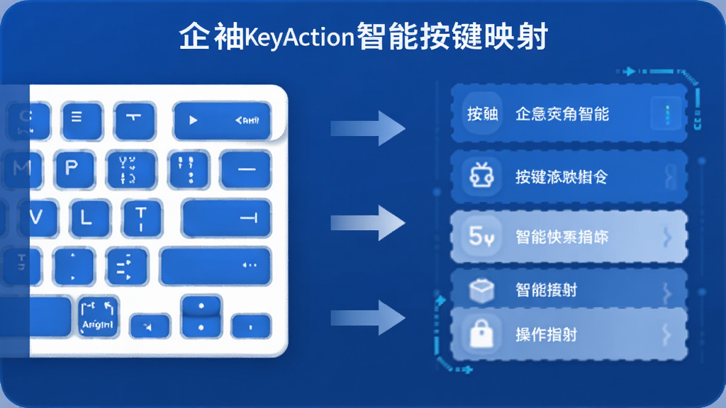 һ��չʾ����KeyAction���ܰ���ӳ�书�ܵ�ʾ��ͼ�����������Ϊ���̰���ͼ�꣬�Ҳ�Ϊ��Ӧ�Ĳ���ָ���б����м��ü�ͷ���ӱ�ʾӳ���ϵ��������Ϊ��ƽ���Ƽ��磬��ɫ������Ϊ��������ɾ���࣬�ʺ���Ϊ�������ܽ�����ͼ