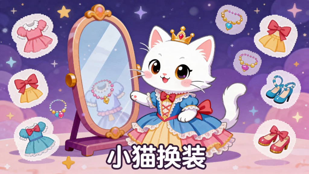 һֻ���Ż�������ȹ�İ�ɫСèվ�ھ�ǰ����ΧƯ���Ÿ���С�·��������ᡢ������Ь��ͼ�꣬�������λõ���ɫ�ǿգ��������·��С�Сè��װ�����������Ϊ���¿ɰ���2Dʸ���廭��ɫ�����ޣ���Ӱ��ͣ����ʸ��壬�ɾ�������Ԫ�ء�