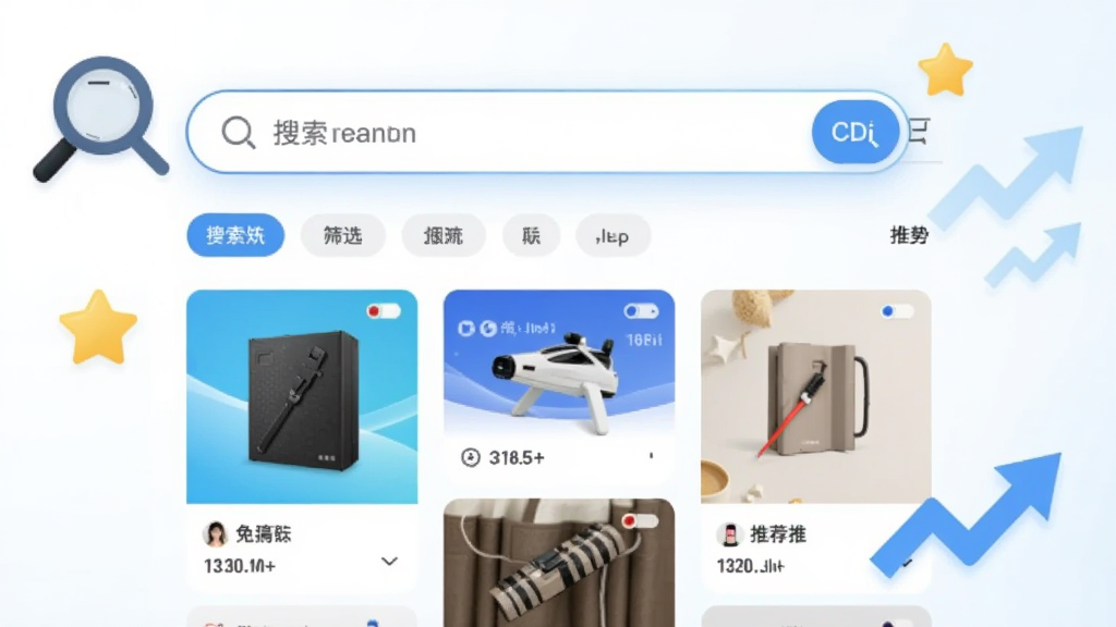 ����չʾcdfi�������Ӧ�õ��������Ƽ�ҳ�棬ҳ���а���������ɸѡ��ǩ����Ʒ�Ƽ��ٲ�������Χ���ƷŴ󾵡����ǡ����Ƽ�ͷ��Ԫ�أ����ֲ������·ֲ�ṹ�����Ϊ���¼�Լ�ĿƼ����ϸ����ͻ���������Բ�����Ƽ���Ƭ�Ķ����ԣ����������ɾ�������Ϊ��ɫ��ǳ��ɫ�Ľ��䣬�޶���Ԫ�ء�