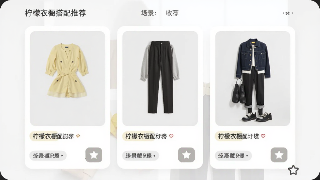 �����³������Ƽ�ҳ�棬�ֻ���Ļ��չʾ���ײ�ͬ���Ĵ�����ϣ�ÿ�״���������¡����Ӻ�Ь�ӵ�����ͼ������Ϊǳ��ɫ��Ƭʽ���֣������ˬ����ϸ�ڰ���������ǩ���ղذ�ť�����ʸɾ����޶���װ�Ρ�