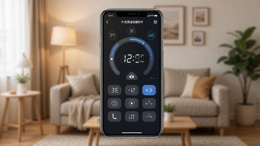 һ��չʾ���ܿյ��������ң��������������ֻ�����ͼ���ֻ���Ļ��ʾ�յ�ң����壬�����¶ȵ��ڡ�ģʽ�л���ť������Ϊ��ܰ�ļҾӿ�������������ͻ���ֻ���Ļ�����־��У����Ϊ�ִ��Ƽ��У�ϸ�ڰ���������ͼ���������ʾ�����ʸ��壬�ɾ��޶���Ԫ��