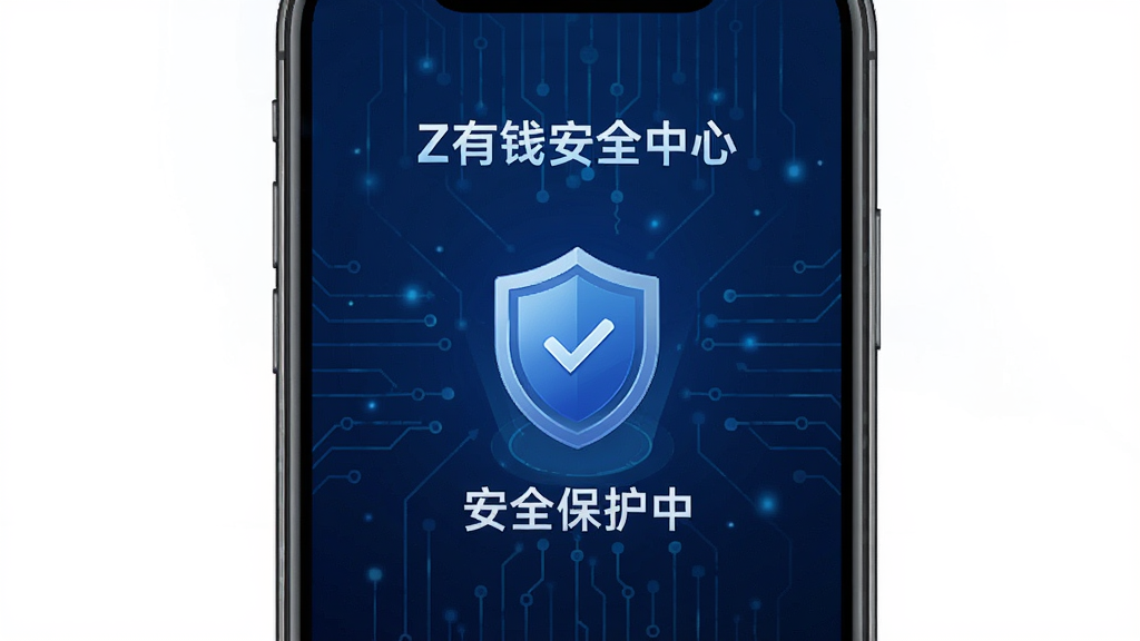 �ֻ���Ļ��ʾZ��Ǯ��ȫ����ҳ�棬�������ж���ͼ��͡���ȫ�����С����֣�����Ϊ����ɫ�Ƽ��磬���־��У��Ű����أ�ϸ�ھ��£����ʸ��壬����ɾ����޶���Ԫ��