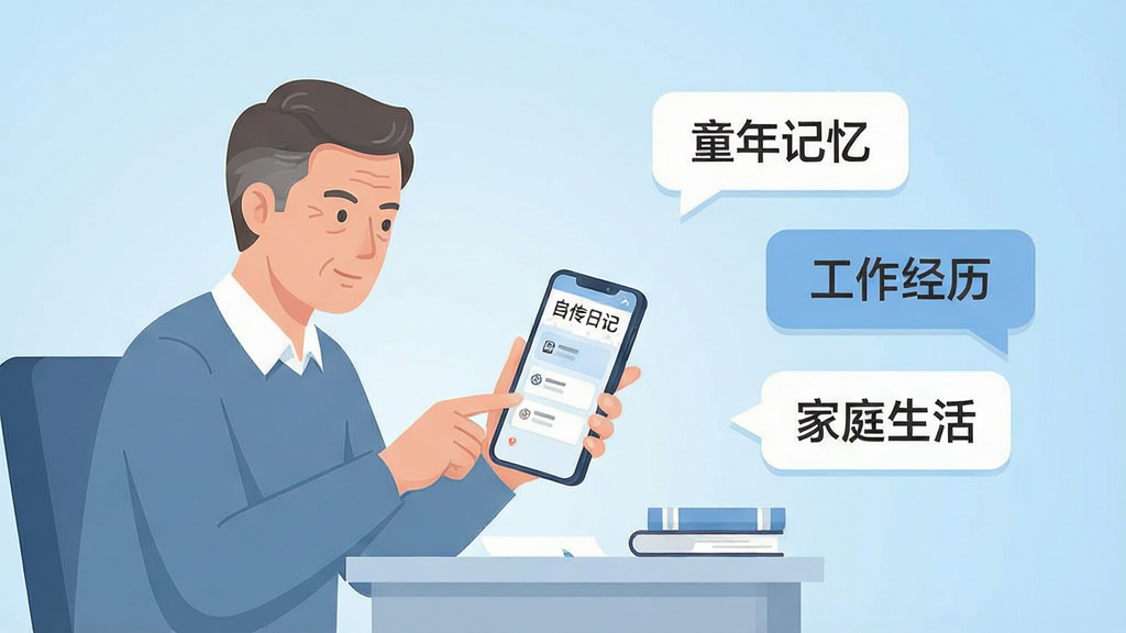 һ�ű�ƽ���廭����ͼƬ�����������һλ��������ǰ������������ʹ���ֻ����ֻ���Ļ��ʾ���Դ��ռǡ����ʴ���棬�Ҳ���Ư���ĶԻ����ݣ�������д�š�ͯ����䡱����������������ͥ��������֣�������ǳ��ɫ���䣬�������Ҿ��⣬��������ִ���ϸ�ڰ����������רע���ֻ��������������ʸɾ����޶���Ԫ��