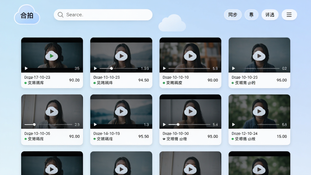 ����չʾ�����ġ��������ƶ���Ʒ����棬����״�����Ŷ����Ƶ����ͼ��ÿ������ͼ�·������ں�ʱ����Ϣ���������������ɸѡ��ť��������ǳ��ɫ���䡣���Ϊ��Լ��Ƭʽ��ƣ�ϸ�ڰ����ƶ�ͼ���ͬ��״̬�������������ɾ����࣬�޶���Ԫ�ء�
