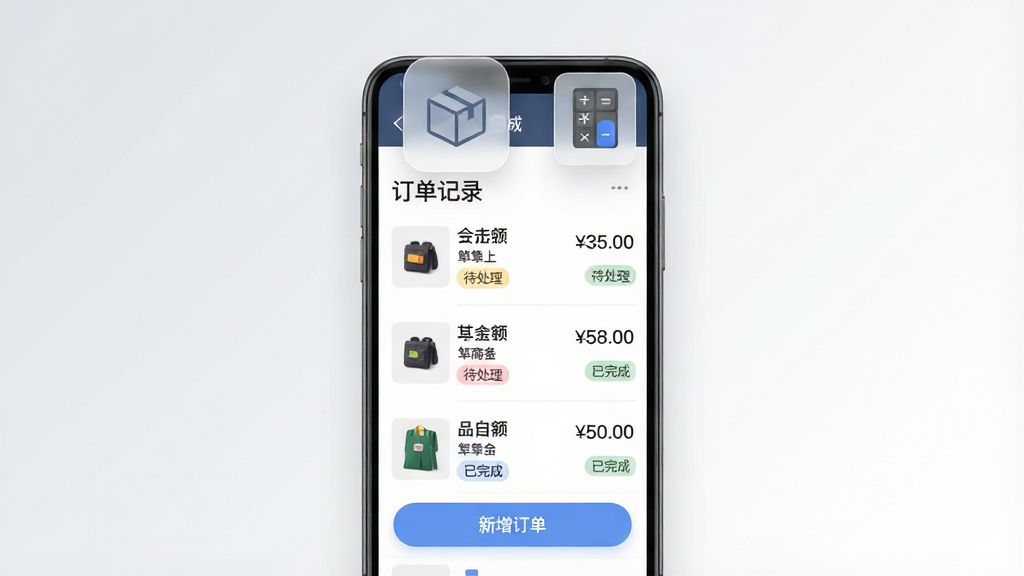 ����·������¼����Ʒ�������棬����չʾһ����׿�ֻ�����Ļ����ʾ�����б�ҳ�棬ÿ������������Ʒ����ͼ�����ơ������״̬��ǩ���ֻ��Ϸ�������͸������Ʒ����ͼ���������ͼ�꣬�·��С�������������ť�����岼��Ϊ�ֻ����У�����Ϊǳ�ҵ���ɫ�Ľ��䣬���Ϊ��Լ����磬ϸ�ڰ������������ֽ�Բ�ǰ�ť�����ı�ǩ��������¼������������������ɡ������ʸ��壬����ɾ����޶���Ԫ��
