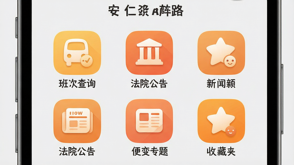 һ��չʾ���ʷ���APP�������ҳ���ͼƬ������Ϊ�ֻ���Ļ����Ļ�ڳ��ֶ������ͼ�꣬�硰��β�ѯ������Ժ���桱������ר�⡱���ղؼС��ȣ�����Ϊ����״������׺���ǿ������ůɫ����׺��ϸ����ͼ����Բ����ƣ�����Ϊǳ��ɫ�����ʸ��壬�ɾ����޶���Ԫ��