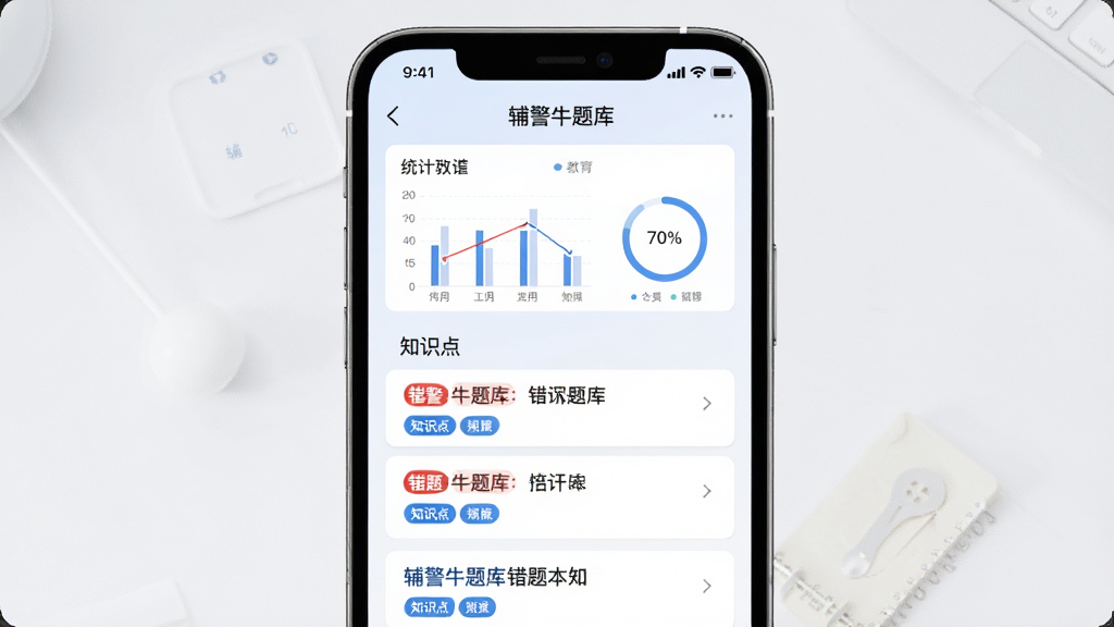 ����ţ�����Ȿ���ܽ��棬��������չʾ�ֻ���Ļ����Ļ����ʾ�����б���֪ʶ���ǩ������Ϊ���½ṹ���Ϸ���ͳ��ͼ�����·��Ǵ��⿨Ƭ�б������Ϊ����ǳɫϵ������APP��ƣ�ϸ�ڰ�����ɫ��Ǵ��⡢��ɫ֪ʶ���ǩ��Բ�ν������������������ɾ����޶���Ԫ��