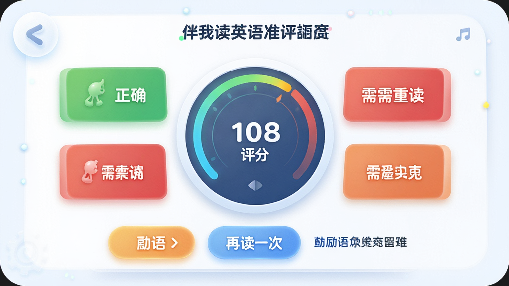 ���Ҷ�Ӣ������������ҳ�棬����������Բ�������Ǳ��̣���Χ�ֲ����ʷ���׼ȷ��ɫ�飬��ɫ������ȷ����ɫ�������ض����ײ��С��ٶ�һ�Ρ���ť����������Ϊ���п�Ƭʽ�����Ϊ�Ƽ�����ͯȤ��ϵĽ�����ƣ�ϸ�ڰ�����͹��Ρ�Բ��ͼ�ꡢ���Ȼ������ʸ���ɾ����޶���Ԫ��