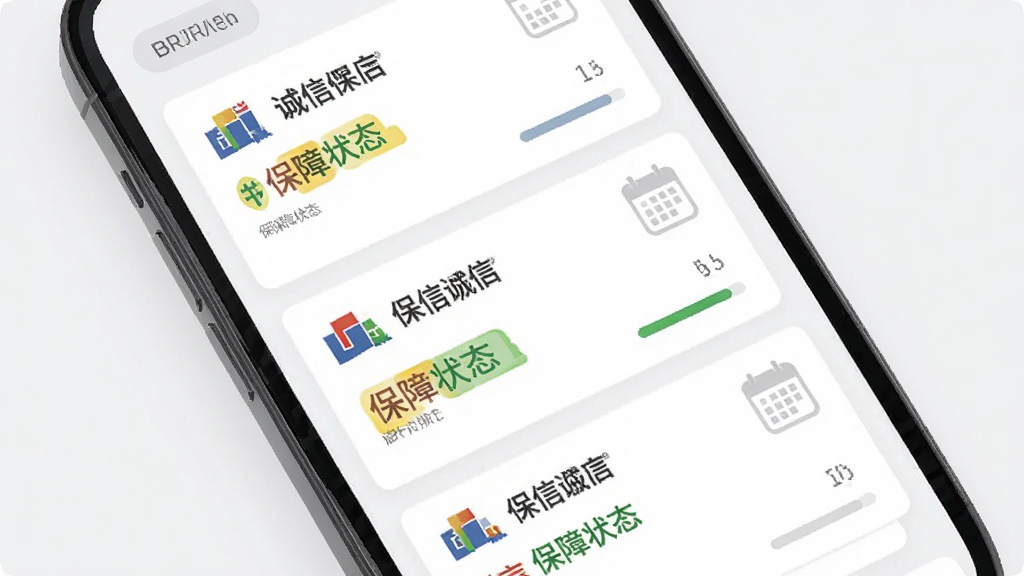 �����ű����������ܽ��棬�ֻ���Ļչʾ���ű�����Ƭ�������У�ÿ�ſ�Ƭ���б��չ�˾��ʶ�뱣��״̬��ǩ������Ϊ��ɫ��ǳ�Ҵ��䣬��������������Լ��ϸ�ڰ�����������ͼ��������������ʸɾ����޶���Ԫ��