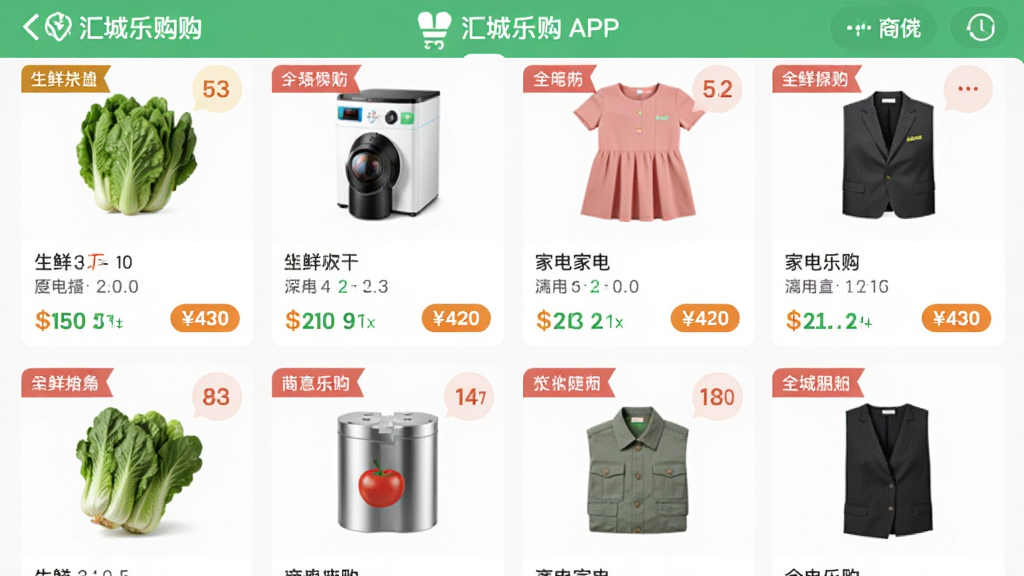 ����Ϊ����ֹ�APP��Ʒ����ҳ�棬���ֲ���������У��Ű�չʾ���ʡ��ҵ硢���ε�ͼ������Ʒ����ͼ�����Ϊ�������µĵ��̽��棬ϸ�ڰ���������ǩ��۸����ݣ����������ɾ����޶���Ԫ��