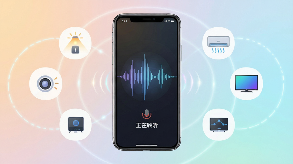 ��ӯ�ǻ�����APP�������ƽ��棬�������ֻ���Ļ��ʾ�������ζ����͡�������������ʾ���֣���Χ�����ŵƹ⡢�յ������ӵ��豸ͼ�꣬����Ϊ��ͽ���ɫ����������Ƽ���ʮ�㣬���ּ��󷽣������������ɾ��޶���Ԫ��