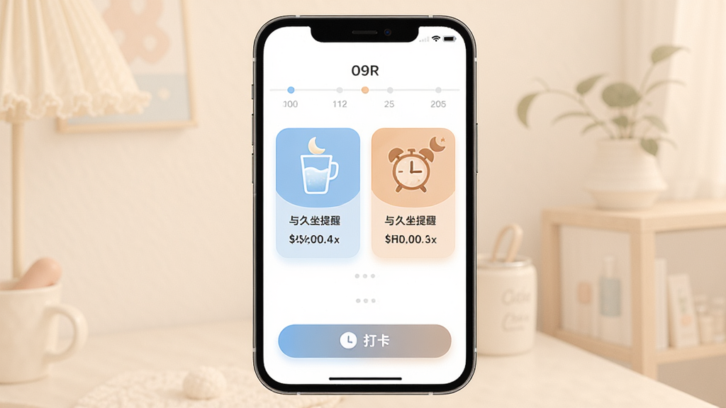 Fit��������ϰ�����ѹ��ܽ��棬����Ϊ�ֻ���Ļ��ʾ��ˮ��������ѿ�Ƭ�������Ϸ�Ϊʱ�����·�Ϊ�򿨰�ť���Ű���ˬ����������ܰ��ϸ�ڰ���ˮ�������ӡ�����ͼ�꣬���ʸ��壬�ɾ����޶���Ԫ��