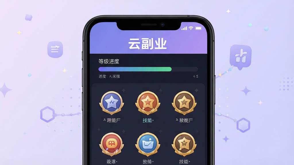 һ��չʾ�Ƹ�ҵApp���ܳɳ���ϵҳ���Ч��ͼ���������ֻ���Ļ��ʾ�ȼ��������뼼�ܻ��£������С��Ƹ�ҵ�����֣�����Ϊǳ��ɫ���䣬����ִ���ϸ�����������ʸ��壬�ɾ����޶���Ԫ��