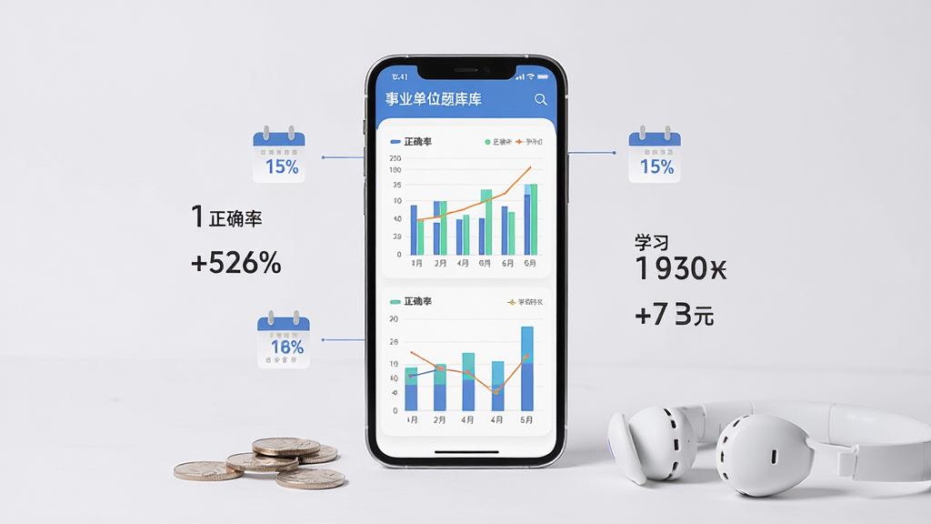 ��ҵ��λ����ѧϰ����ͳ��ҳ�棬����������һ���ֻ�����Ļ��ʾ��״ͼ������ͼ��ͼ��������ȷ�ʺ�ѧϰʱ�����֣��ֻ��·�ɢ���ż�öӲ�Һ�һ������������Ϊǳ��ɫ������Ϊ����չʾ�����Ϊ�ִ���Լ��ϸ�ڰ�������ͼ�����ٷֱ����֡�����ͼ�꣬���ʸ��壬�ɾ��޶���Ԫ��