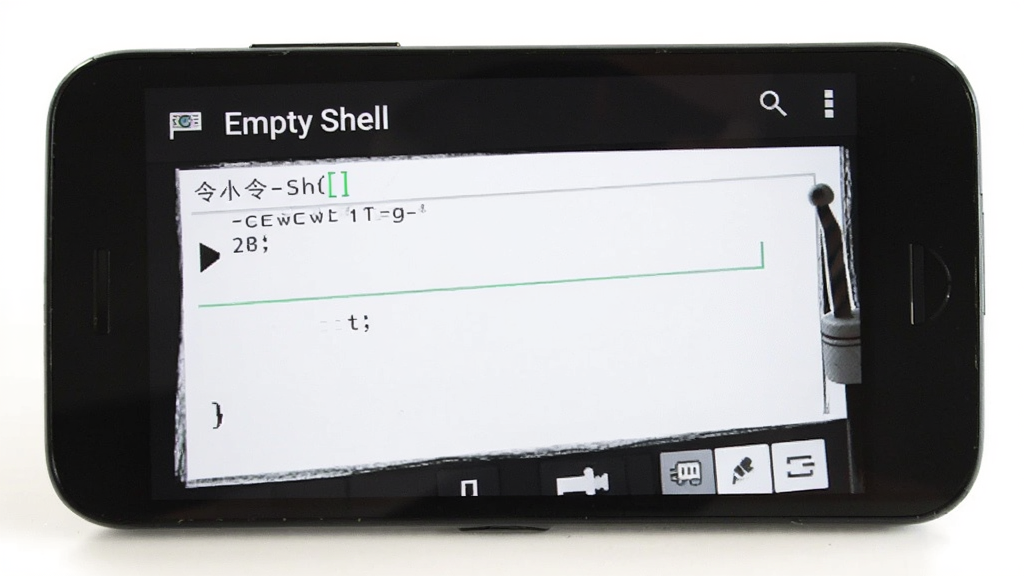 һ��չʾ�ֻ�Ӧ�ý����ͼƬ������Ϊһ����׿�ֻ�������д����Ļ��ʾ'Empty Shell'Ӧ�������棬��ɫ������������Ӧ�����ƣ��в�Ϊ�������������򣬵ײ��й��ܰ�ť�������࣬��������������Ϊ����ɫ���������������������ɾ�
