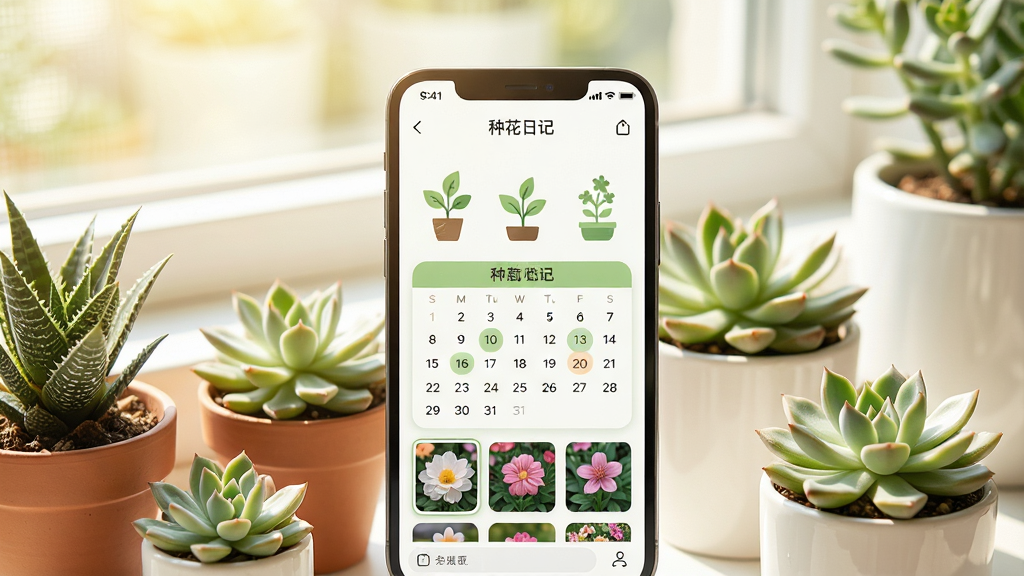 һ��������Ȼ���ֻ�Ӧ�ó���ͼ����������չʾһ�������ֻ����ֻ���Ļ����ʾ���ֻ��ռǡ�Ӧ�ý��棬����������ɫֲ��ͼ�ꡢ������¼ģ��ͻ�����Ƭ����ͼ���ֻ���Χ�ڷż�����ʵ��С����ֲ�Ͷ��⣬�����������Ĵ�̨����͵����⣬��������ܰ������ϸ�����������ʸɾ����޶���Ԫ��