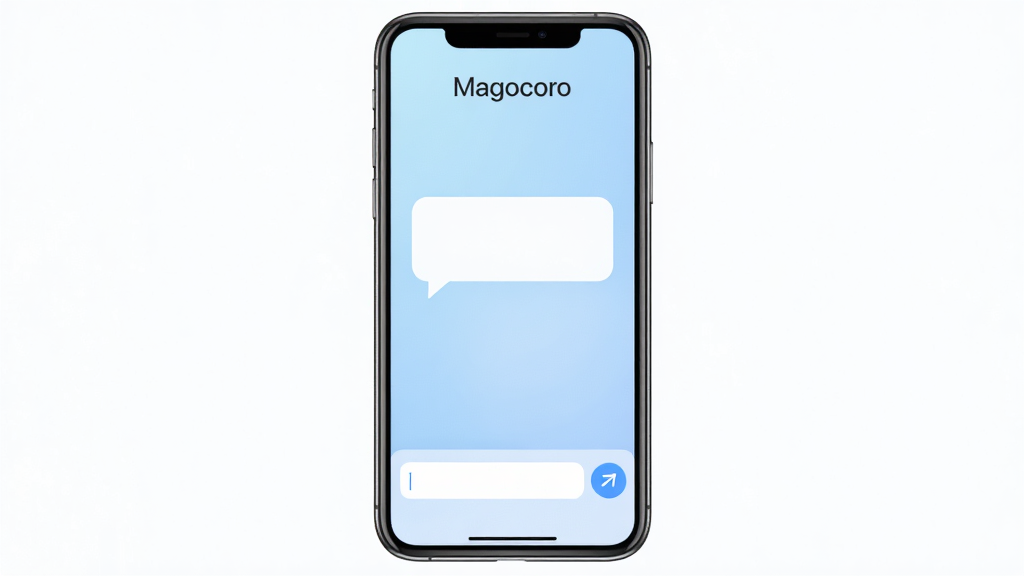 一张展示Magocoro软件主界面的手机屏幕截图,画面中央是简洁的对话气泡界面,背景为柔和的浅蓝色渐变,顶部有Magocoro的文字标识,底部是输入框和发送按钮,风格清爽现代,画质清晰,干净无多余元素