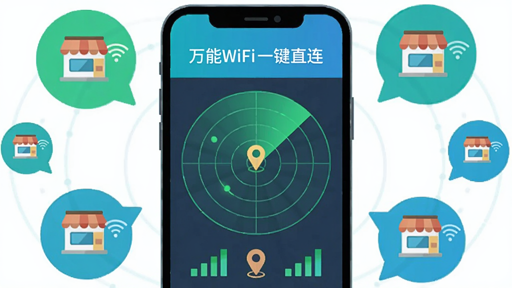 һ����ƽ�����Ĳ廭������������һ���ֻ���Ļ��ʾ�š�����WiFiһ��ֱ�������״�ɨ����棬��Χ�ֲ��Ŷ�����е���ͼ���WiFi���ŵ��ȵ����ݣ����ݴ�С�����ź�ǿ��������Ϊ����ʽ�ֲ����������������ϸ�ڰ����״ﲨ�ơ���λͼ�ꡢ�źŸ񣬻��ʸɾ����޶���Ԫ�ء�