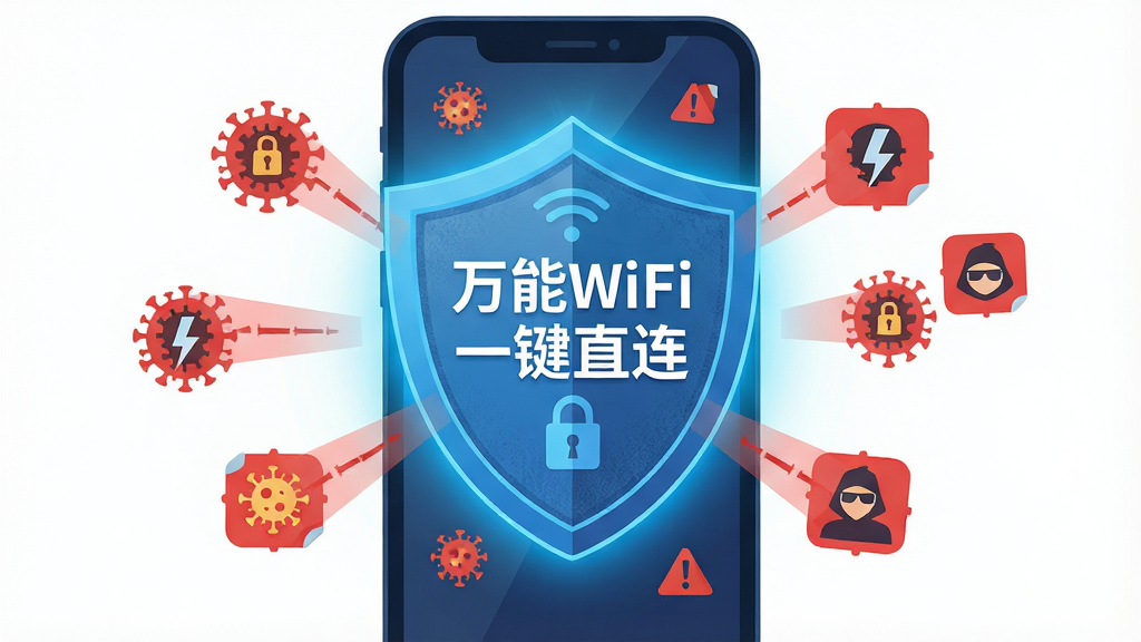 һ���Ƽ���ʮ��Ĳ廭������������һ���ֻ���Ļ��ʾ������WiFiһ��ֱ�����İ�ȫ���ƽ��棬���Ʒ�����ɫ��â����Χ�����Ŵ��������ͺڿ͹����ĺ�ɫСͼ�걻���Ƶ���������Ϊ���ƾ��У����Ϊ���簲ȫ����ı�ƽ�廭��ϸ�ڰ�����������������ͼ�ꡢ�����ʶ�������������ɾ��޶���Ԫ�ء�