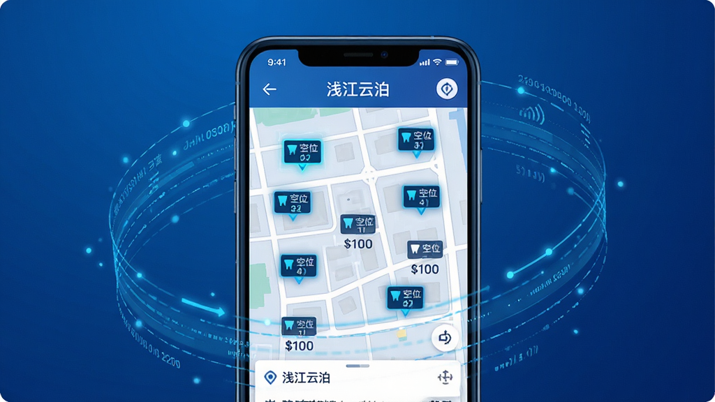 ǳ���Ʋ�ʵʱ��λ��ѯ���ܽ��棬��������Ϊ�ֻ���Ļ��д����Ļ����ʾ��ͼ�Ϸֲ���ͣ����������λ���֣���Χ����������������������Ϊ���й�ͼ�����Ϊ�ִ��Ƽ�����ϸ�ڰ���������λͼ�ꡢ�۸��ǩ������ָʾ�������������ɾ����޶���Ԫ��