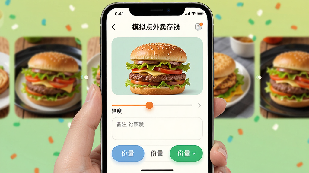 չʾ��ģ���������Ǯ����������ʳ���ƽ��棬�û����ڵ���һ�ݺ��������ϣ���Ļ�������Ȼ��顢��ע�����ͷ���ѡ��ť�������и�����ʳͼƬ�ֲ������Ϊ���»��ã�ɫ�ʷḻ������ϸ�壬�ɾ����޶���Ԫ��