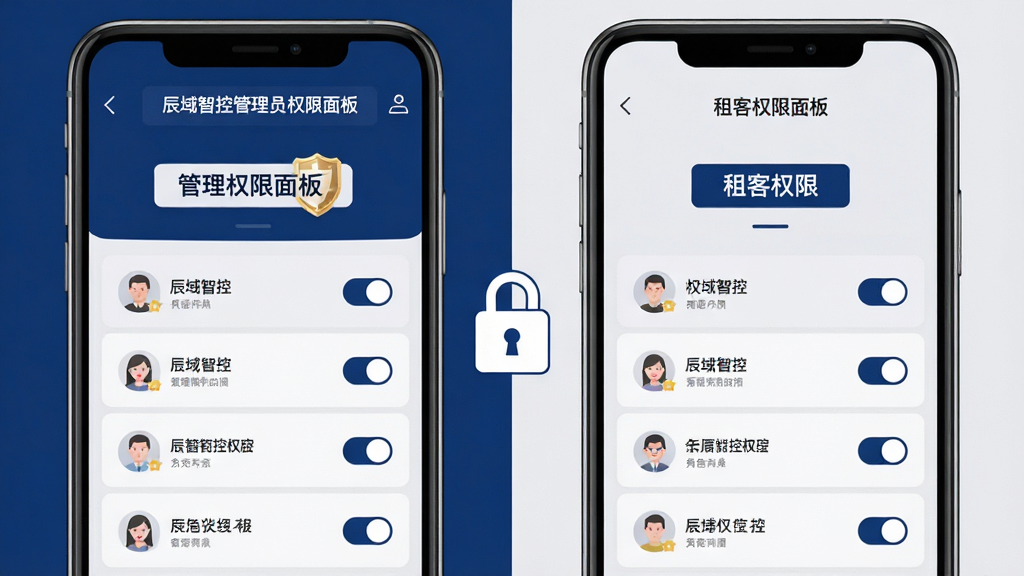 �����������������ŵ��ֻ����棬�����ʾ�����ǿع���ԱȨ����壬�Ҳ���ʾ���Ȩ����壬�м�������ͼ�����������Ϊ���ҶԳƣ��Ű�ͻ����ɫ��ǩ��Ȩ���б������Ϊ��Լ����廭��������ǳ�ң�ϸ�ڰ���Ȩ�޿��ء��û�ͷ�񡢽�ɫ���£���������������ɾ����޶���Ԫ�ء�