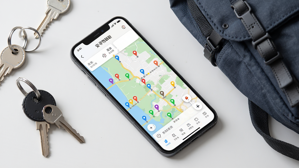������һ�������ֻ�����Ļ��ʾ��Ѱ����APP�Ķ��豸��ͼ��λ���棬����Ϊ�ֻ�ƽ�������棬�Ա���Կ�׺ͱ������Ű���ø��ӽǶȣ����Ϊдʵ��Ʒ��Ӱ��ϸ�ڰ�����Ļ�������ĵ�ͼ����������ɫ��λ�㣬���ʸ���ɾ��޶���Ԫ�ء�