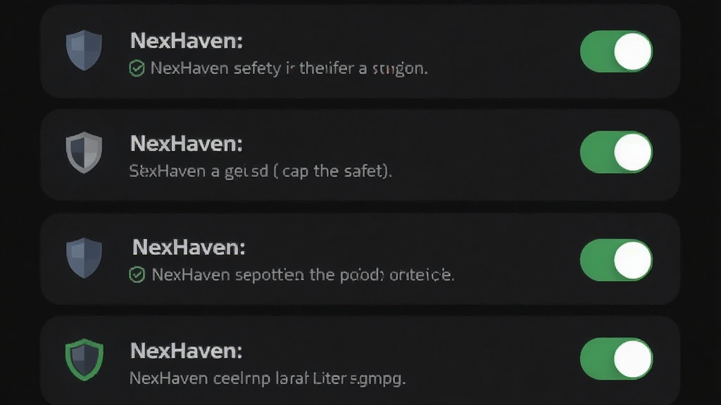 ������NexHaven��ȫ����ҳ�棬����Ϊ�����б����Ű�Ϊ����ӿ��ذ�ť�����Ϊ��ɫ����ģʽ��ϸ�ڰ�������ͼ�ꡢ��ɫ��ȫ��ʶ���������˵�������ʸ���ɾ����޶���Ԫ�أ���������ʾ����