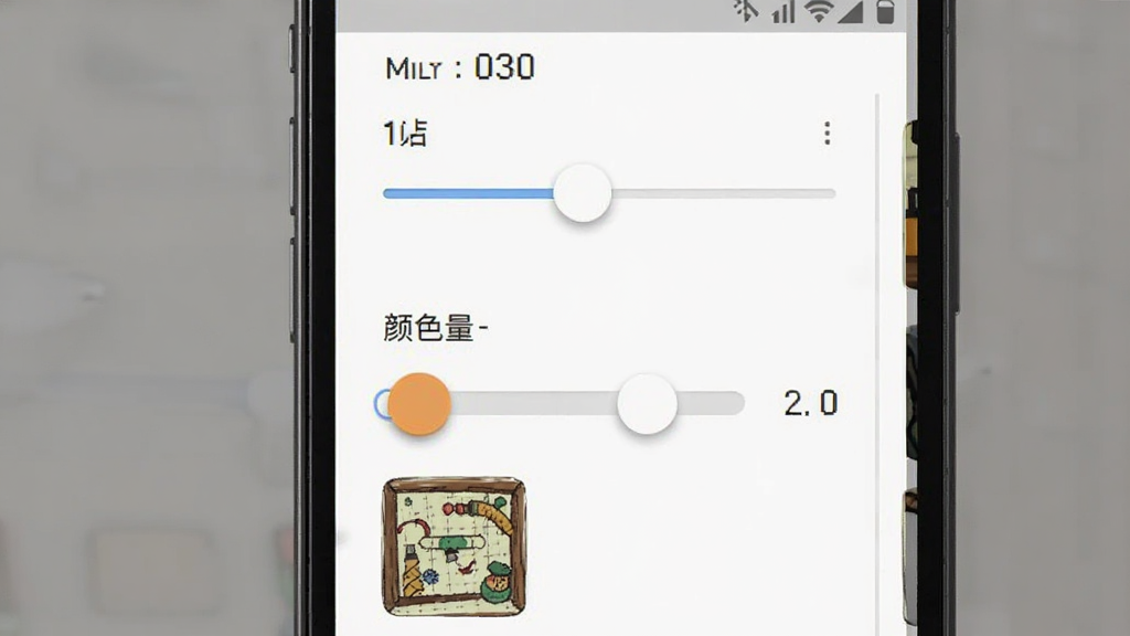 拼豆图纸免费生成软件中参数调节面板的界面截图,主体为手机屏幕显示尺寸滑块和颜色数量选项,布局为纵向排列,排版清晰,风格为简约现代的工具界面,细节包含滑块控件、数值显示、预览小图,画质高清,画面干净,无多余元素。