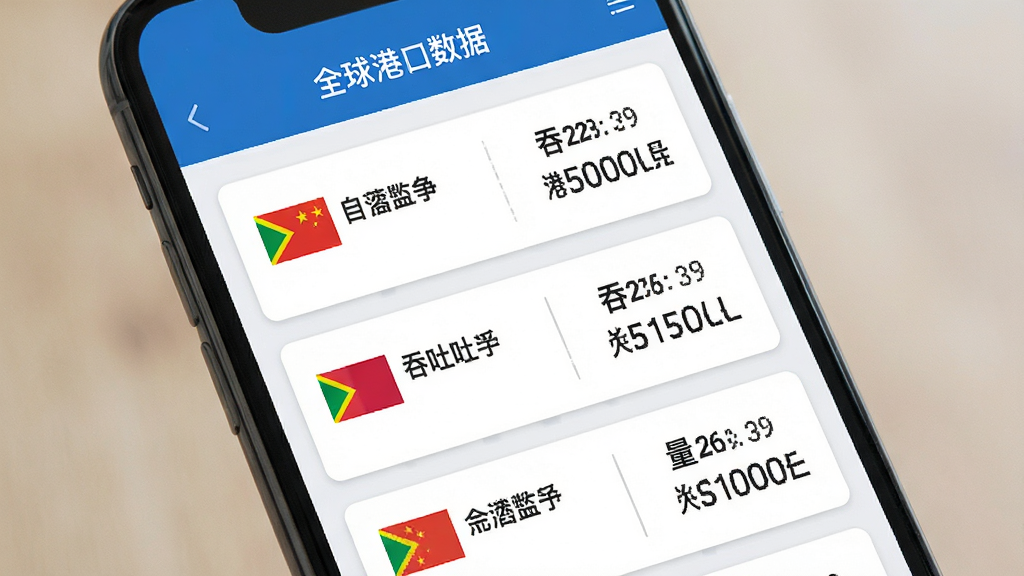 ȫ��۸ۿ������б����棬����Ϊ�ֻ���Ļ����Ļ����ʾ����ۿڿ�Ƭ�б���ÿ����Ƭ�����ۿ����ơ��������ġ����������֣�����Ϊ��ֱ�����б������Ϊ��ˬǳɫ����磬ϸ�ڰ�����ɫ����������ɫ�ָ��ߡ���ɫ���ұ�ʶ�����ʸ��壬�ɾ����޶���Ԫ��