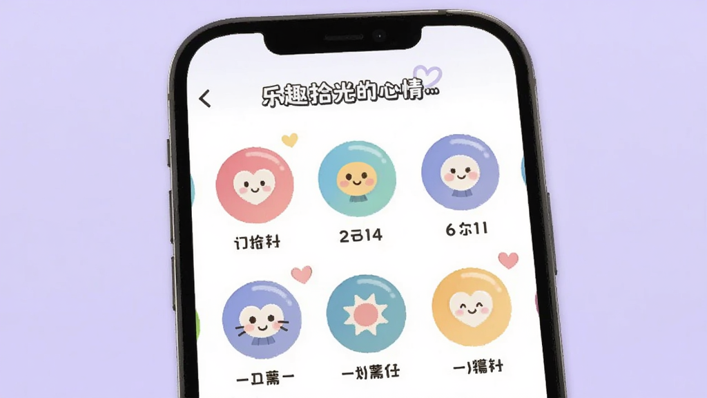 ����Ȥʰ��������ǩѡ����棬�ֻ���Ļ����ʾ�����ɫԲ������ͼ�꣬ÿ��ͼ���·������ֱ�ǩ����������͵ĵ���ɫ������ɾ����࣬���ɰ���ܰ�������������޶���Ԫ��