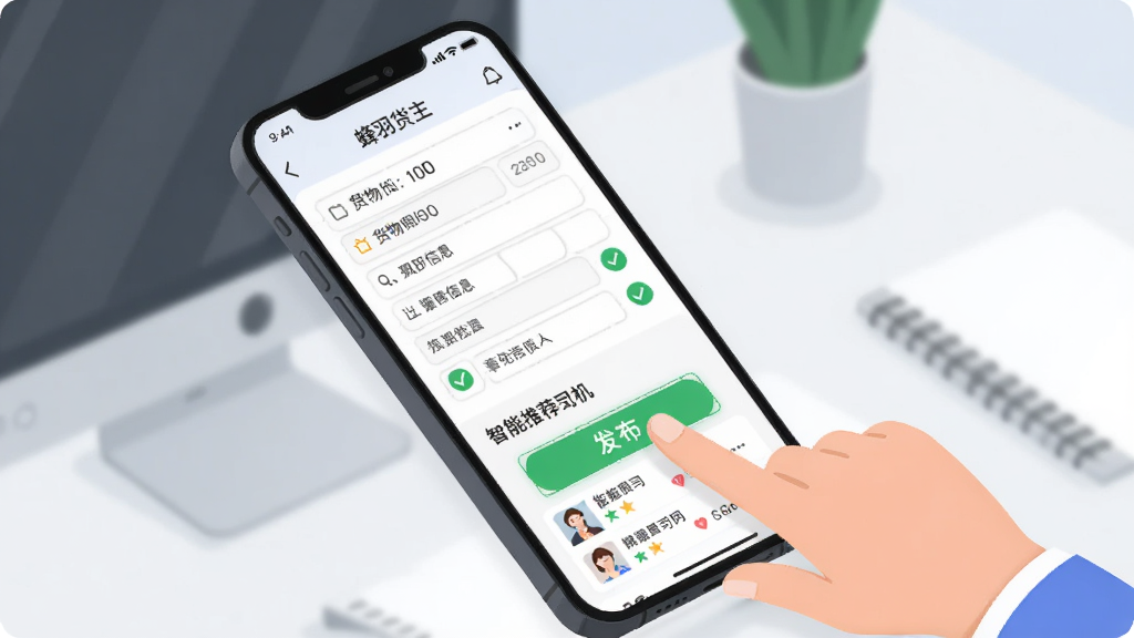 �������APP�ڻ�Դ����ҳ���ͼ���廭��������һֻ�����ڵ���ֻ���Ļ�ϵķ�����ť����Ļ����ʾ������Ϣ�����������Ƽ�˾���б�������Ϊ���İ칫�����棬���ֲ���б���ӽǣ����Ϊ��ƽ���廭��ϸ���ϱ����ֶ������ɼ�������ɫ�Թ�ͼ�꣬���ʸɾ����޶���Ԫ��