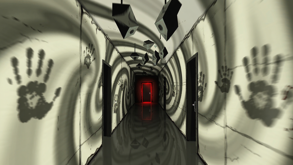 һ���ֻ���Ϸ�����廭����������Ϊ Five Surreal Nights Mobile �еĳ���ʵ���ȣ�����ǽ�ڳ���Ť���������������ذ���Զ�����첢����ʧ�ںڰ����컨���������Ų�����ļ����壬Զ����һ��͸�������ţ�����Ϊ�����ֻ���ֽ���������Ϊ����ʵ����ֲ�����������ϸ�ڰ���ǽ���ϵ�ģ����ӡ�����浹Ӱ�������Ⱦ�����ʸ��壬�ɾ����޶���Ԫ��