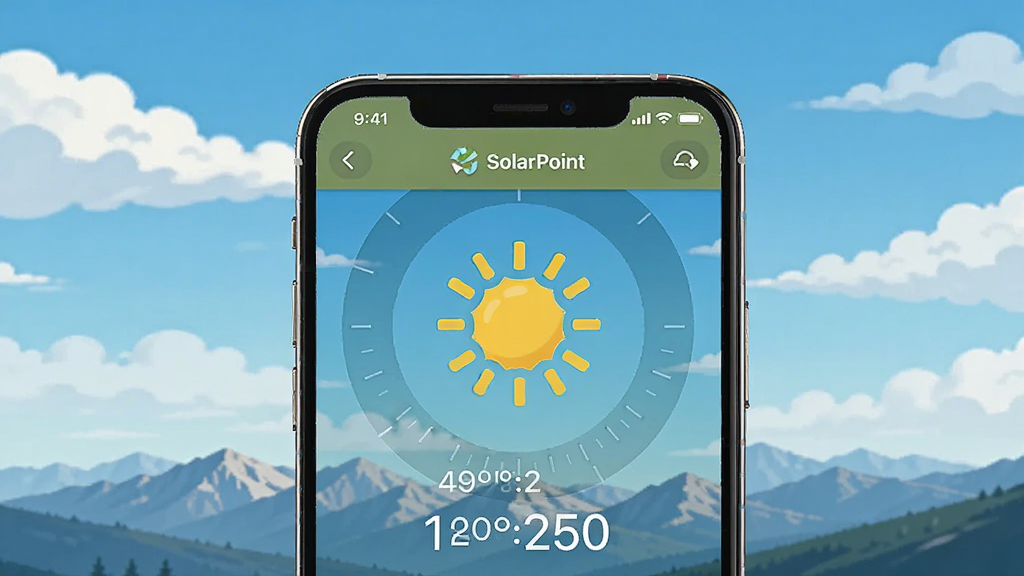 ����������һ�������ֻ����ֻ���Ļ����ʾ��SolarPoint�����Ľ��棬��������һ��̫��ͼ��ͷ�λ�Ƕ����ݣ�������������ƺ�Զ����ɽ�������Ϊ����дʵ�����ֲ廭��ϸ�ڰ����ֻ��߿�Ľ����ʸС���Ļ�ϵ����������ɼ������ʸɾ��������޶���Ԫ��