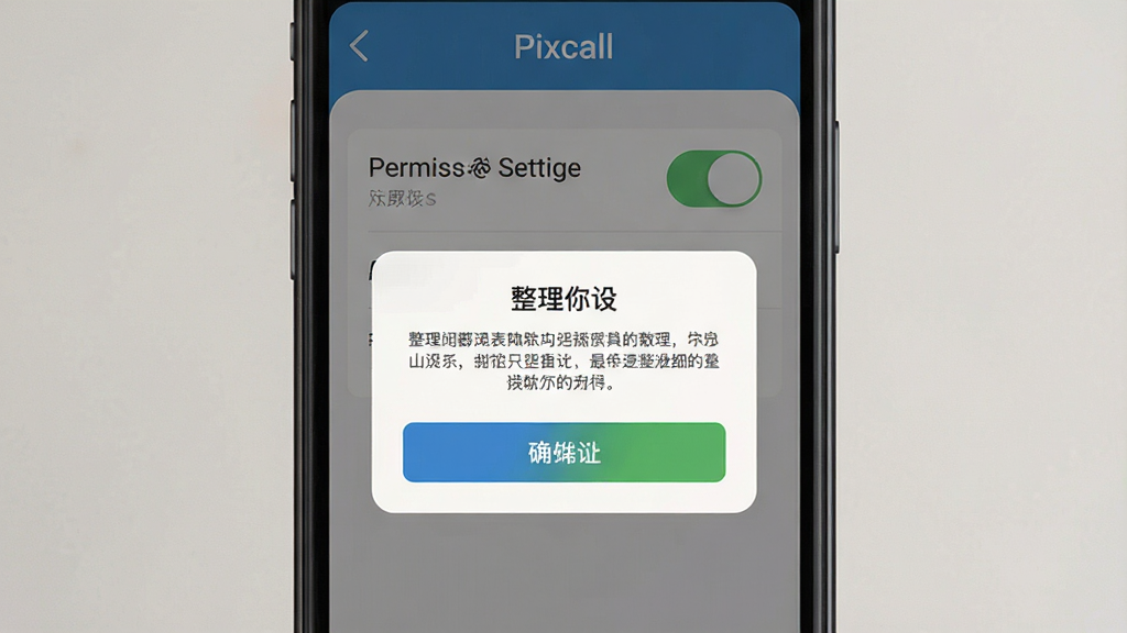 һ��չʾ��Pixcall�����ֲ�����ʾ��ͼƬ����������Ϊ�ֻ���Ļ����Ļ����ʾȨ�����ý����������ʾ����������Ϊ���½ṹ������Ѻ��׶���ϸ�ڰ���Ȩ�޿��ء���ʾ���֡�ȷ�ϰ�ť�������������ɾ����޶���Ԫ��