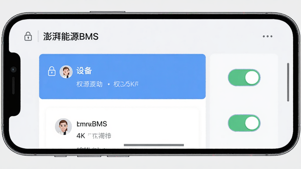 ����Ϊ�ֻ���Ļ��ʾ��������ԴBMS���豸�б���Ȩ�޹������棬�������ж������豸��Ƭ��Ȩ�޿��أ�����Ϊ�ֻ����У�����Ϊǳ��ɫ���Ű����������Ϊ�ִ���ƽ����ƣ�ϸ�ڰ�������ͼ�ꡢ�û�ͷ���豸���ƣ�����Ϊ4K���壬�ɾ����޶���Ԫ��