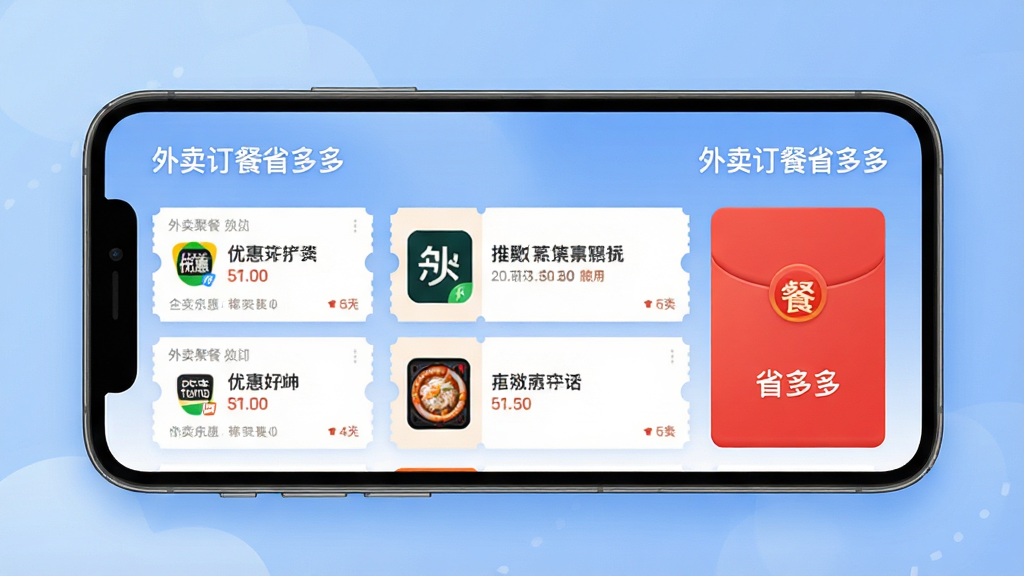 һ���ֻ�Ӧ�ý����ͼ������������һ�����ܾۺ���壬�������ʾ�������ƽ̨���Ż�ȯ�ͺ��ͼ�꣬�Ա��С���������ʡ��ࡱ�����ֱ�ʶ������Ϊ��͵���ɫ���䣬���ֲ��ÿ�Ƭʽ���У�������¼�Լ��ϸ�����������ʸ��壬�޶���װ��Ԫ��