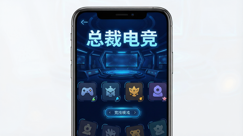һ��չʾ�ܲõ羺�����������ͼƬ�������������ֻ���Ļ����Ļ����ʾ�ܲõ羺�ľ�����������������Ϊ����ɫ�Ƽ�����Ϸ��С��ܲõ羺���ĸ�������֣��·������Ŷ����Ϸģʽͼ�꣬ͼ����Ƽ���ƽ�������岼�־��жԳƣ����Ϊ�ִ��Ƽ��У�ϸ�ڰ����ֻ��߿�Ľ����ʸС���Ļ�ڰ�ť��΢��Ч�������ʸ��壬�ɾ����࣬�޶���Ԫ�ء�