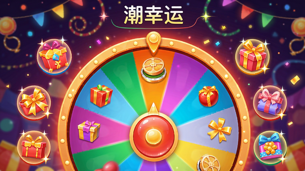 ������Ӧ�������˳齱ת�̽��棬ת��ɫ�����ޣ���Χ�н�Ʒͼ�꣬��Ļ�Ϸ���ʾ�������ˡ�����������Ϊ���շ�Χ��Ч����ͼ��������񻶿죬ϸ�����������ʸɾ����޶���Ԫ��