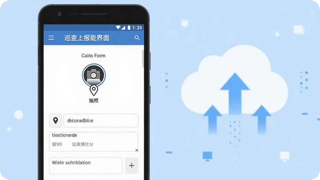 �ǻ۷�Ѵ������ϵͳѲ���ϱ����ܽ��棬������һ����׿�ֻ���ʾѲ�������дҳ�棬�������հ�ť����λͼ��������������ֻ��Ҳ�Ư�����ƶ��������ϴ���ͷ������Ϊ����ɫ������ƽ���������������޶���Ԫ��