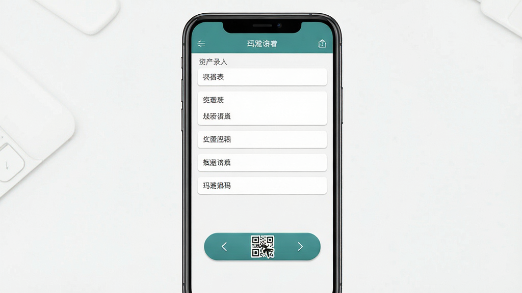 ���Ź̶��ʲ���׿����������ͼ����������Ϊ�ֻ���Ļ��չʾ�ʲ�¼�������ɨ�밴ť�����ֲ������½ṹ�Ű棬���Ϊ��ˬ��Լ�磬ϸ���ϱ����ֶ��������롢��ť������΢͹��Ч�������ʸ��壬�ɾ����޶���Ԫ��