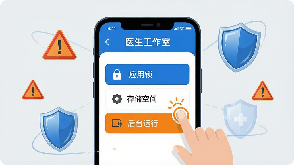 ��������Ϊһ���ֻ���Ļ��ʾ��ҽ�������ҡ����ý��棬�����и�����ע�ˡ�Ӧ���������洢�ռ䡱����̨���С�����ѡ��Ա�����ָ�����ͼ�ꣻ���ֲ����ֻ����С���Χ���ƾ�ʾ���������ͼ�ꣻ�Ű��࣬���֡�ҽ�������ҡ��������ֻ�����״̬�������Ϊ��ƽ����ȫ��ʾ�廭����ɫ�������ס���Ϊ����ϸ���϶��ƴ��й���У�����Ϊ�ɾ���ǳ�ң����ʸ��塢�ɾ����޶���Ԫ��
