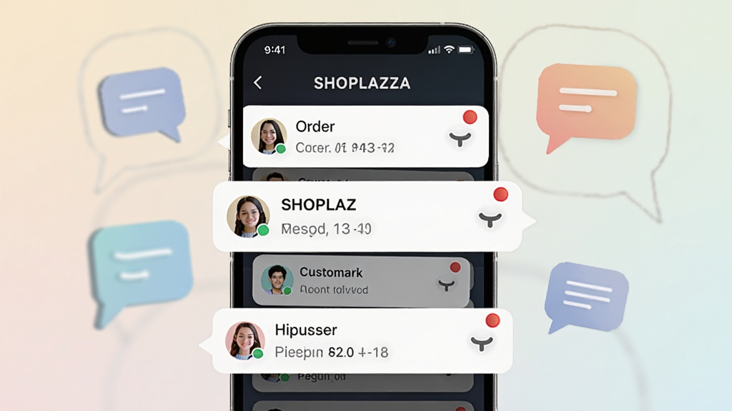 һ���ֻ���Ļ��ʾ SHOPLAZZA ��Ϣ֪ͨ���ĵ�ͼƬ����Ļ�ϵ������֪ͨ���ݣ����������Ϳͻ�ͷ���ֻ���Χ�г���ĶԻ�����ͼ�꣬����Ϊ��ͽ��䣬���Ϊ�ִ�ͨѶ���ϸ��ͻ��֪ͨͼ��ͺ����ʾ�����ʸ��壬�ɾ��޶���װ�Ρ�
