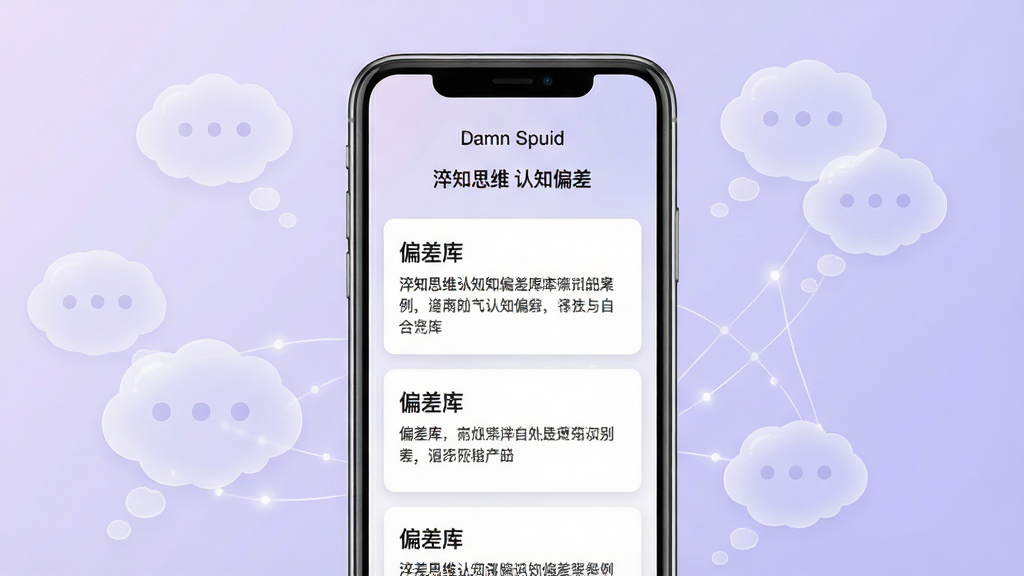 һ��չʾ��֪˼ά��֪ƫ��ʶ�������ͼƬ�������������ֻ���Ļ����Ļ�ڳ��ֿ�Ƭʽ�����б���ÿ�ſ�Ƭ����ƫ�����ƺͼ�̰���������Ϊ����ɫ���䣬��Χ�а�͸����˼ά���ݺ������ߣ�������֪�ԣ�����ϸ��ɾ�������������Ϊ����֪˼ά ��֪ƫ����Ű�������£��޶���Ԫ��