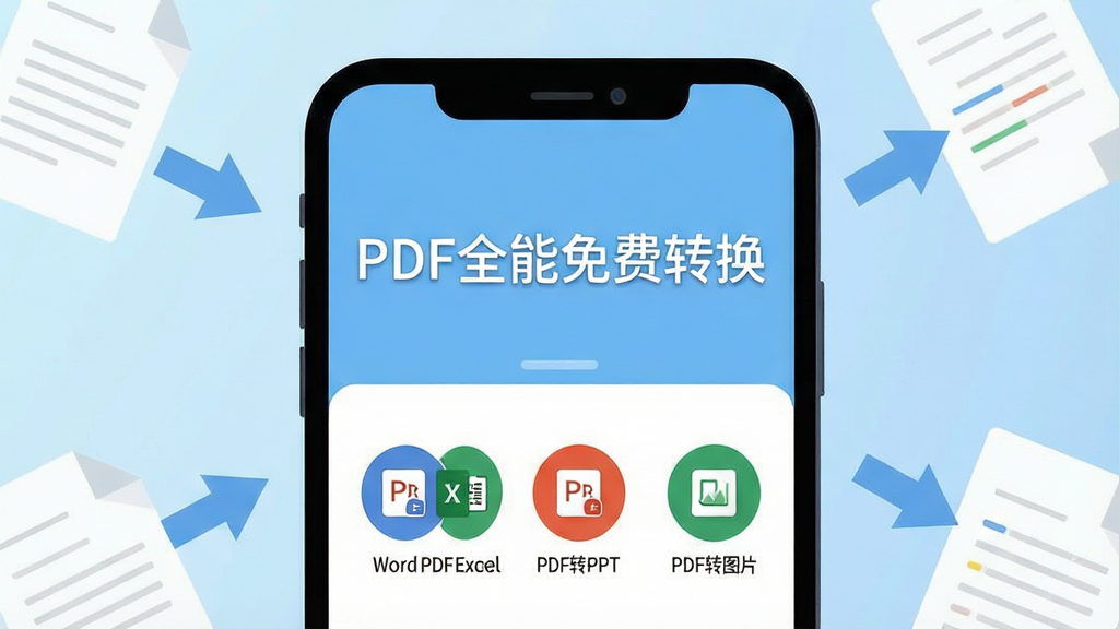 һ��չʾ�ֻ���Ļ�Ĳ廭����Ļ������pdfȫ�����ת�����������棬����ɾ���࣬�Ϸ��С�PDFȫ�����ת�������ֱ��⣬�·�������PDFתWord��PDFתExcel��PDFתPPT��PDFתͼƬ��Բ�ι���ͼ�꣬������ǳ��ɫ���䣬�ֻ���Χɢ���ż����ĵ���ת����ͷ���ţ����������±�ƽ�������������ɾ����޶���Ԫ��